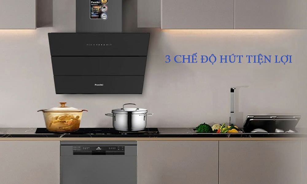 Máy Hút Mùi Funiki HKH9688 được thiết kế với 3 tốc độ hút