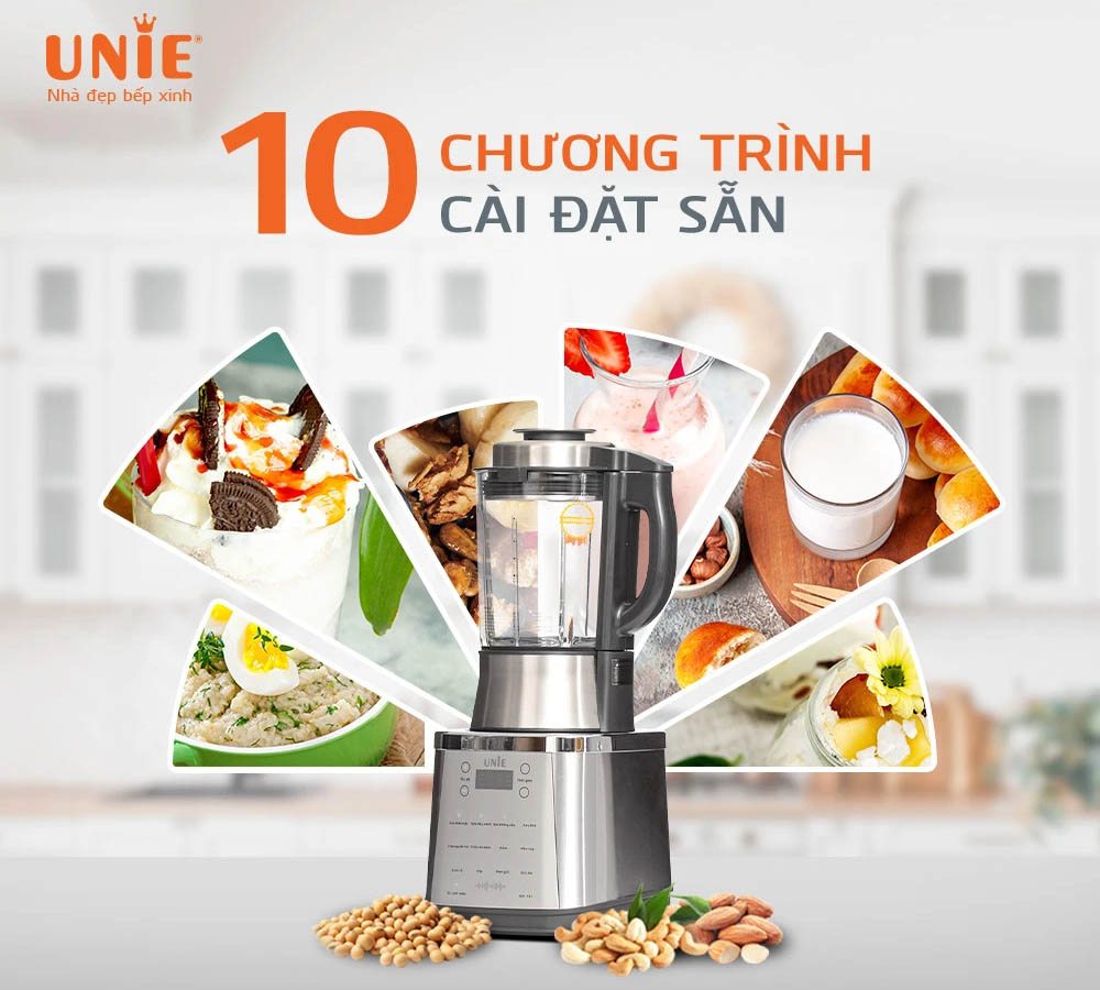 Máy làm sữa hạt UNIE V8S đáp ứng nhu cầu nấu đa dạng 