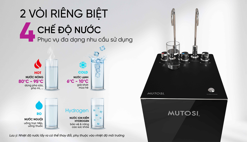 Máy Lọc Nước Mutosi MP-H112UV được thiết kế với hai vòi tiện lợi