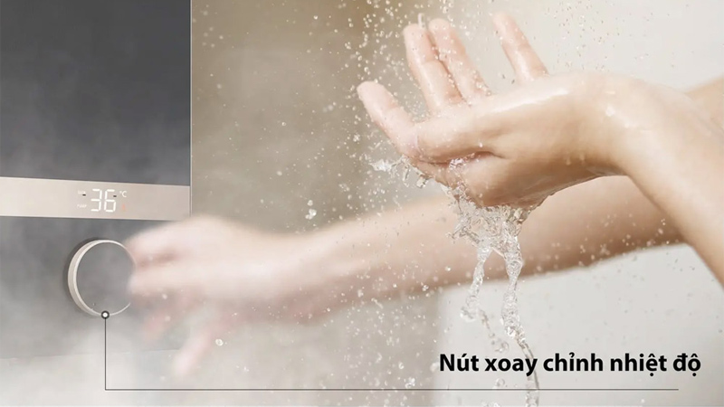 Máy nước nóng Toshiba có nút xoay chỉnh nhiệt độ trực quan