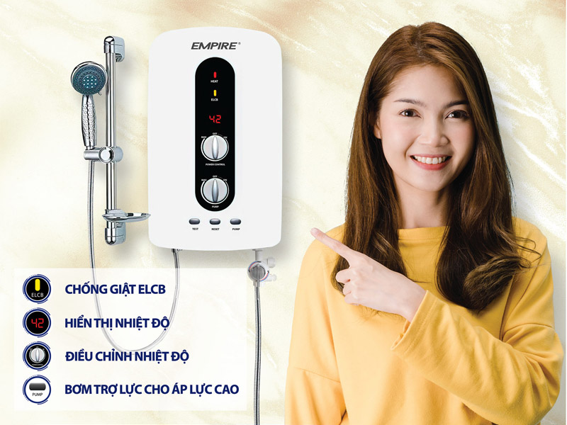 Máy nước nóng trực tiếp Empire đảm bảo an toàn khi sử dụng