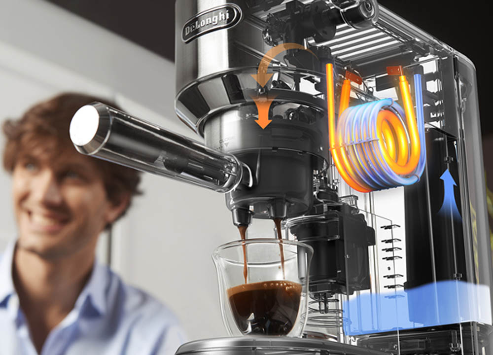 Máy Pha Cà Phê Delonghi EC885.GY làm nóng nước nhanh chóng