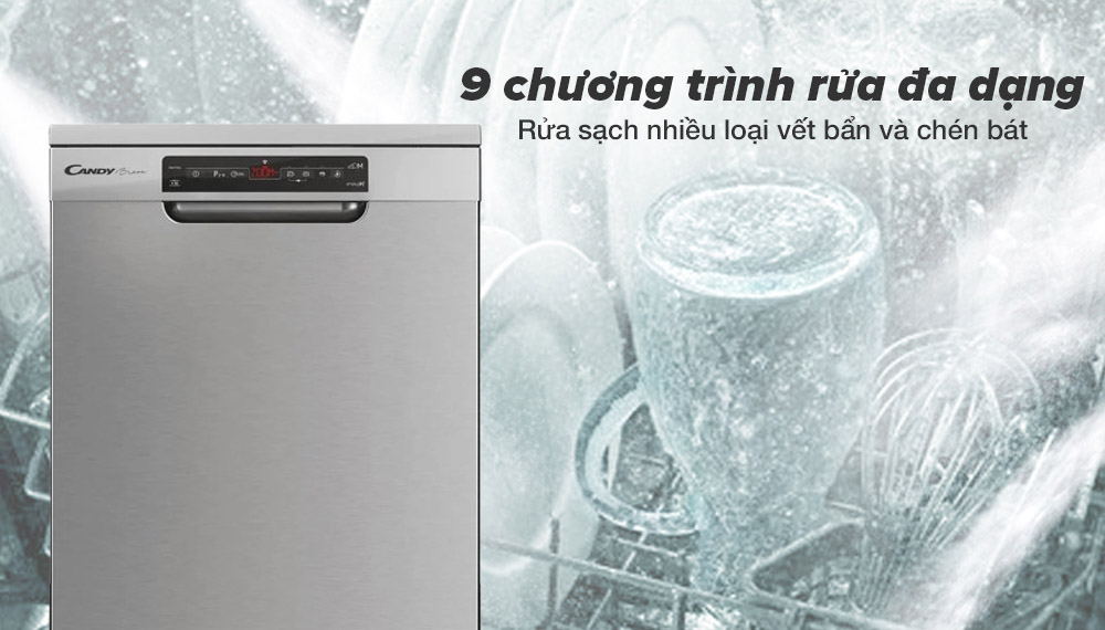 Máy Rửa Chén Candy CDPN 4D620PX/E có 9 chương trình rửa đa dạng