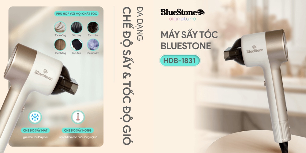 Máy Sấy Tóc Bluestone HDB-1831 có đạ dạng chế độ sấy và tốc độ gió