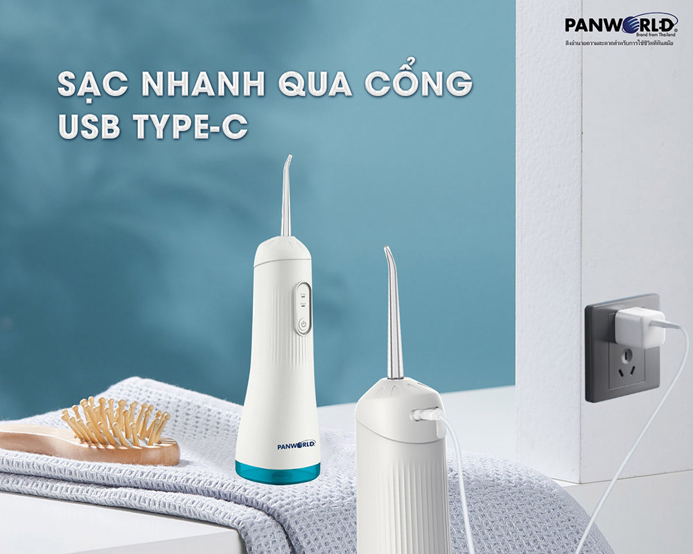 Máy Tăm Nước Panworld PW-3226 hỗ trợ sạc qua cổng USB Type-C