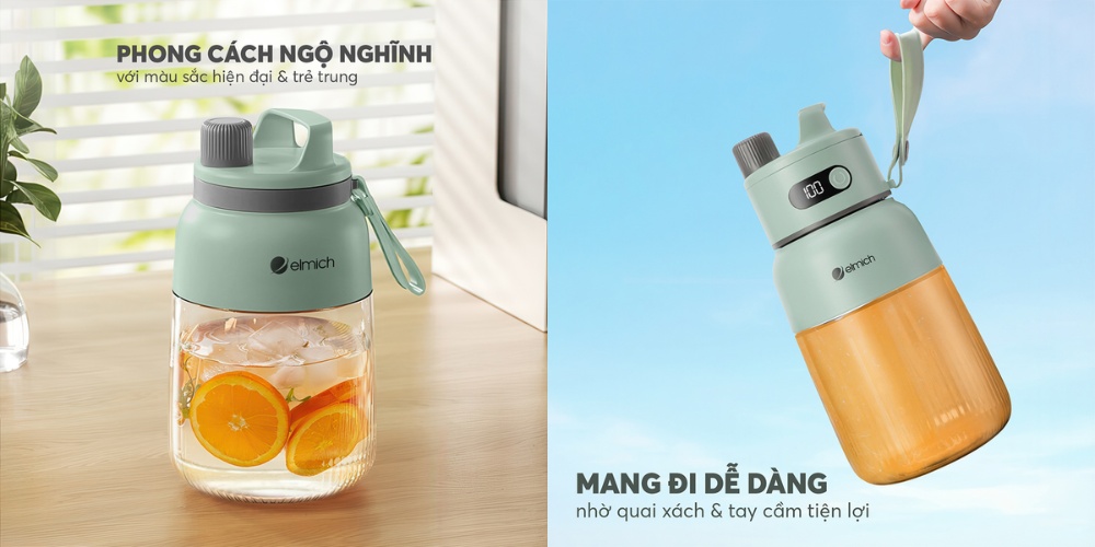 Máy Xay Sinh Tố Cầm Tay Elmich BLE9184 dễ mang theo