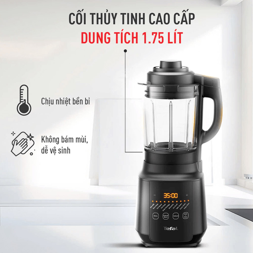 Máy Xay Sinh Tố Và Sữa Hạt Tefal BL511868 sở hữu cối xay thủy tinh 