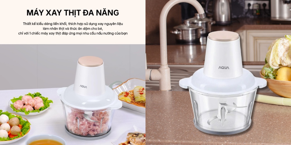 Máy Xay Thịt Aqua AQS-GGS201R(W)-VN có thể xay thịt, rau củ và trái cây