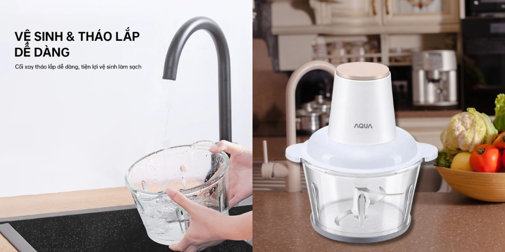 Máy Xay Thịt Aqua AQS-GGS201R(W)-VN vệ sinh và tháo lắp dễ dàng