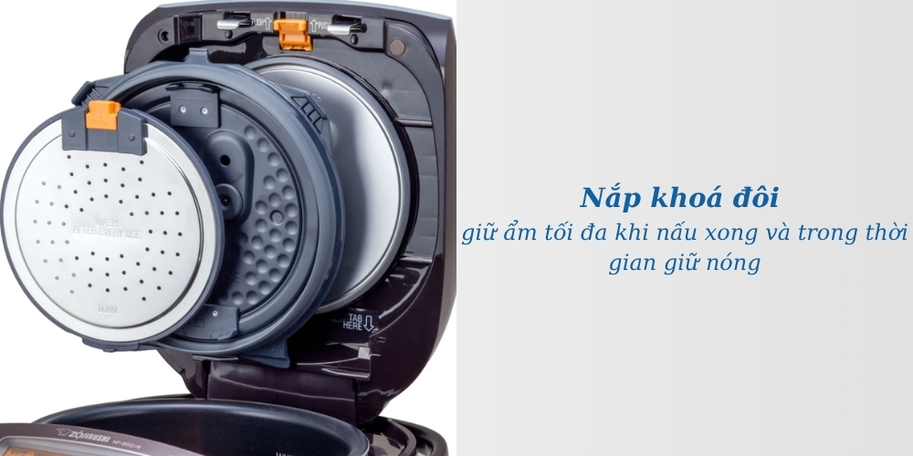 Nắp nồi cơm điện cao tần Zojirushi NP-BSQ18V-TA khoá đôi