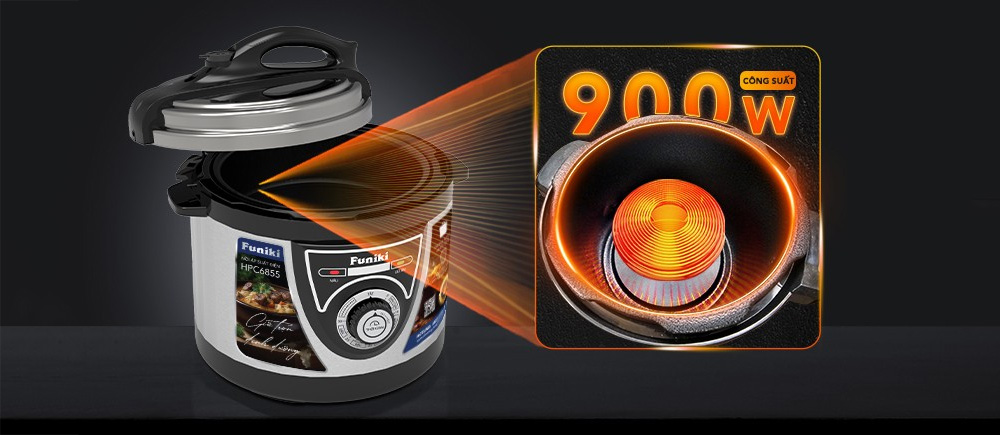 Nồi Áp Suất Điện Funiki HPC6855 5 Lít nấu chín thức ăn nhanh chóng