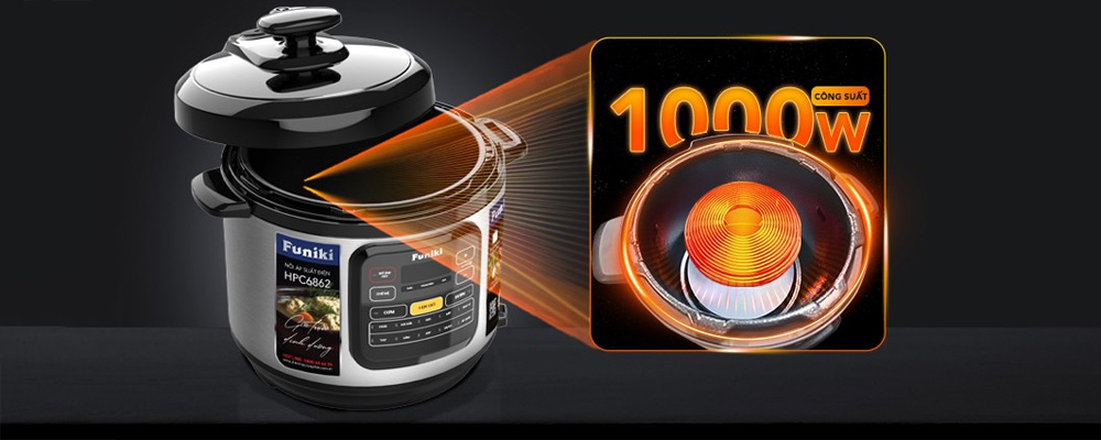 Nồi Áp Suất Điện Funiki HPC6862 nấu chín đồ ăn nhanh chóng