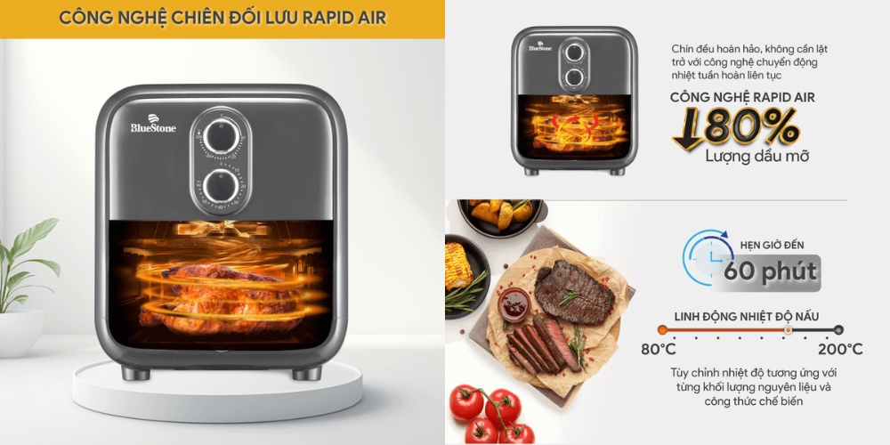 Nồi Chiên Không Dầu BlueStone AFB-5858 chiên đối lưu Rapid Air