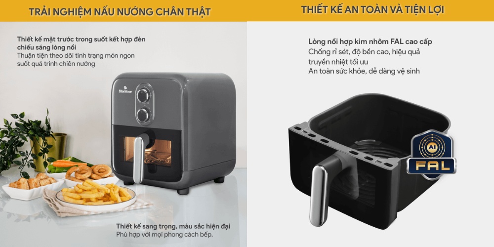 Nồi Chiên Không Dầu BlueStone AFB-5858 thiết kế sang trọng