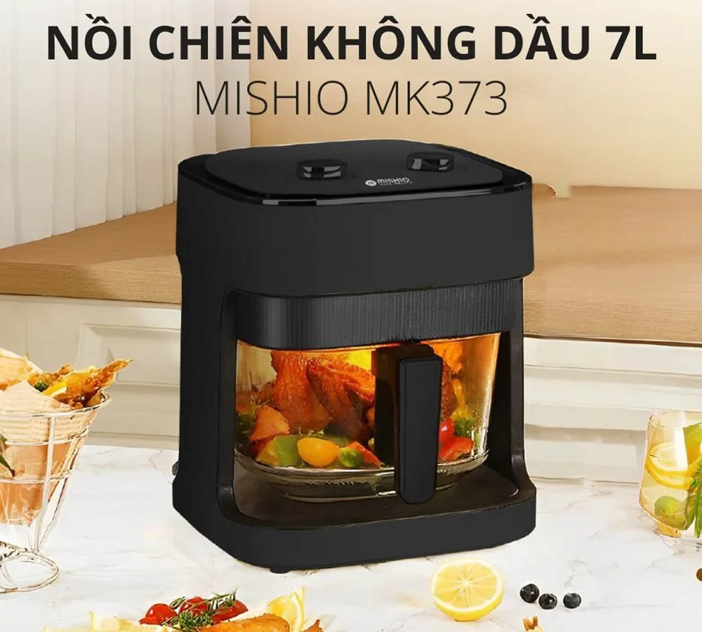 Thiết kế sang trọng của Nồi Chiên Không Dầu Mishio MK373 7 Lít