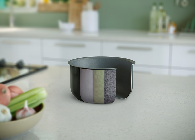 Lòng nồi chống dính chất lượng cao, giúp hạt cơm tơi mềm