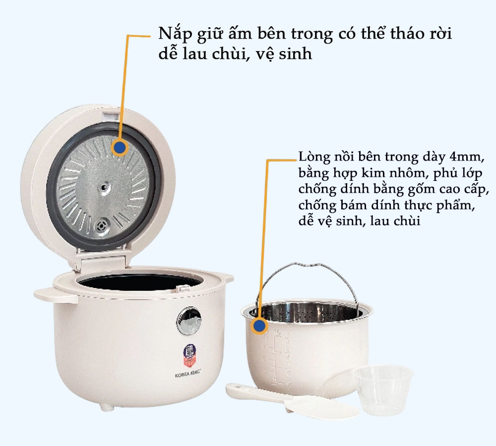 Lòng nồi hợp kim nhôm chống dính của Nồi Cơm Điện PRC-12SLJT