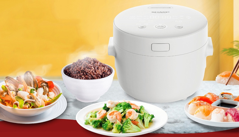 Nồi cơm điện Sharp sở hữu kiểu dáng hiện đại