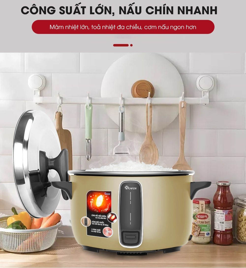 Nồi Cơm Điện Sowun SW6936 hoạt động với công suất mạnh mẽ 1250W