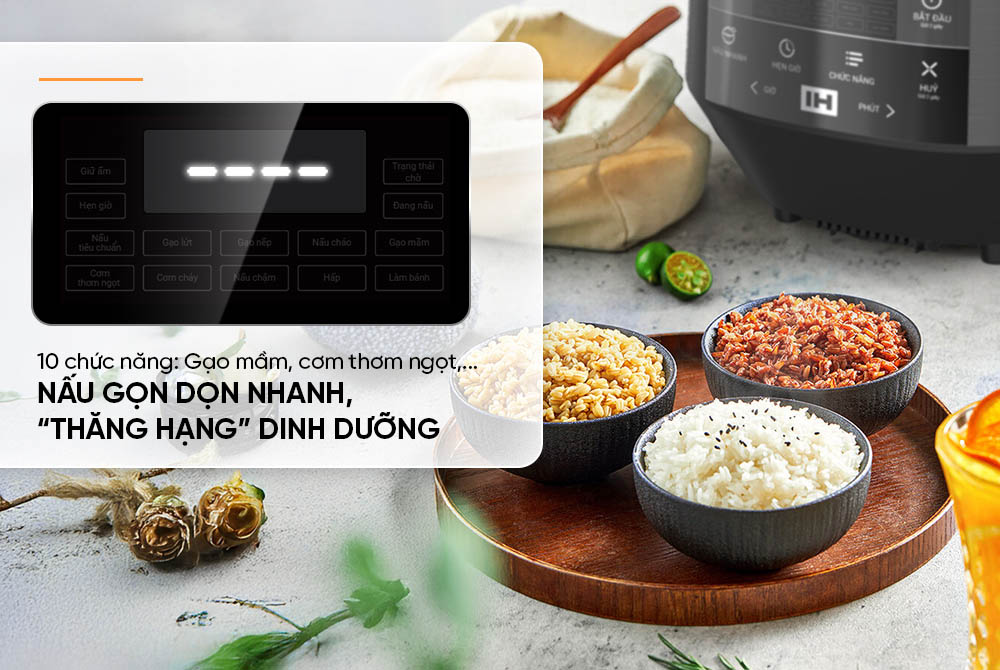Nồi cơm điện Sunhouse Mama SHD8858 có 10 chế độ nấu