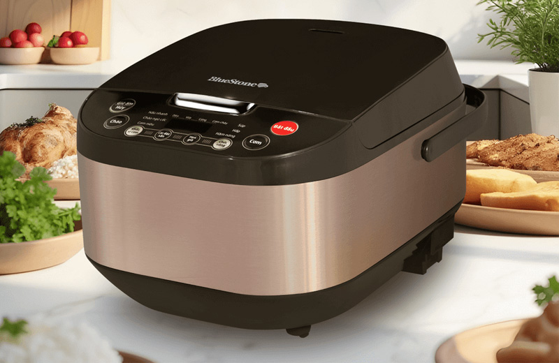 Nồi cơm điện tử BlueStone gây ấn tượng với thiết kế sang trọng