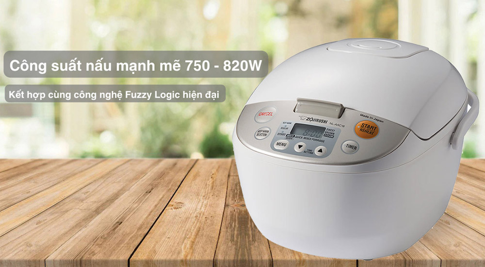 Nồi Cơm Điện Zojirushi NL-AAQ18 hoạt động với công suất 750 - 820W