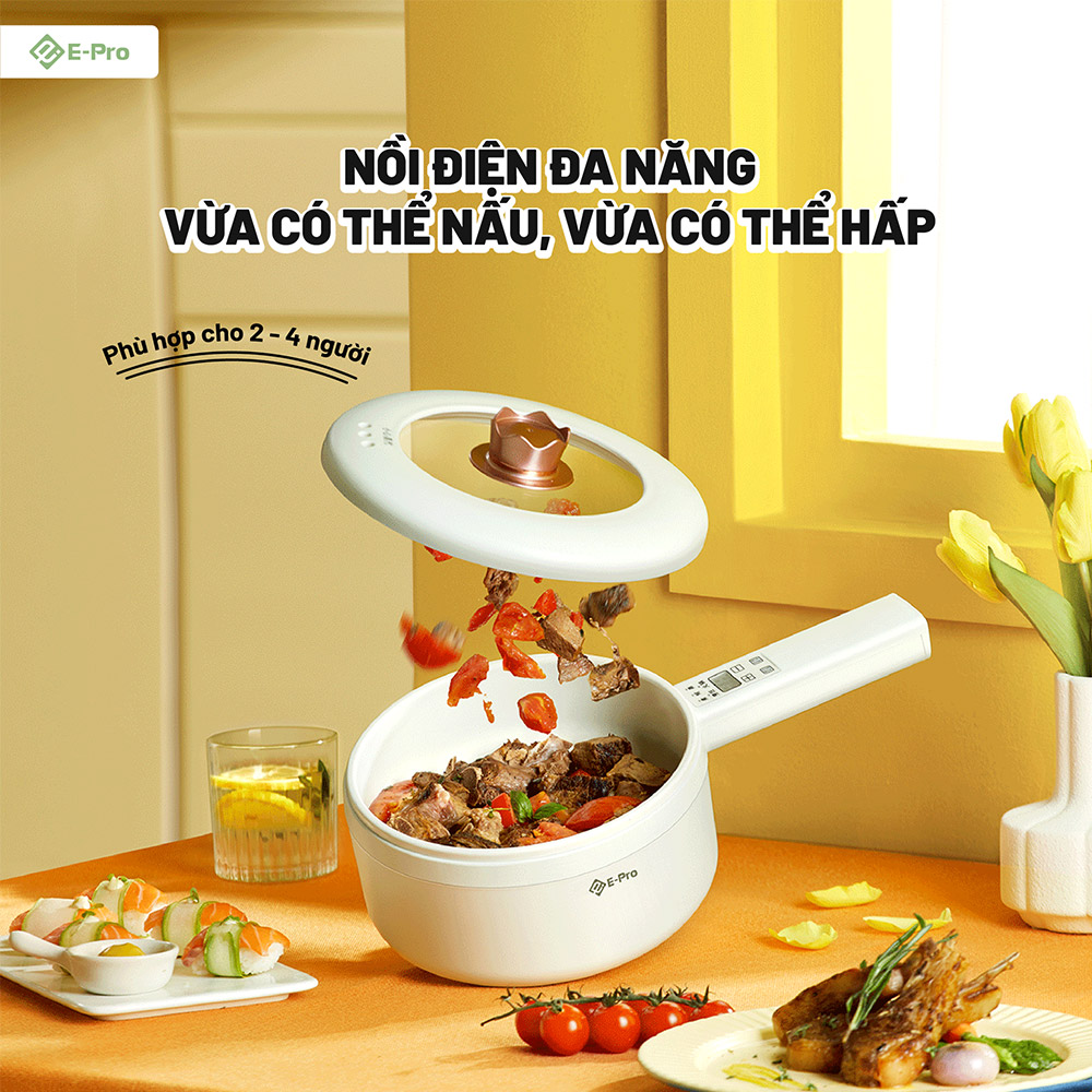 Nồi điện đa năng E-PRO 3.0 Lít VEP-DEC-SD4Z nấu và hấp món ăn thật dễ dàng