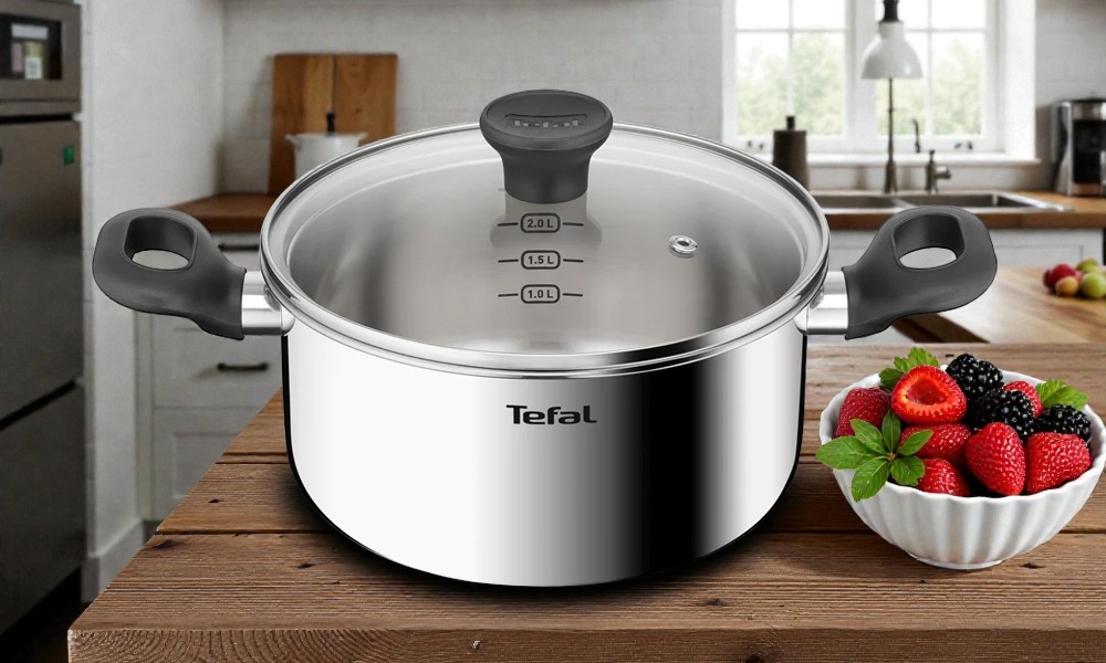 Nồi Inox Liền Khối Tefal Starter E3254495 trang bị quai nồi bọc nhựa bakelite