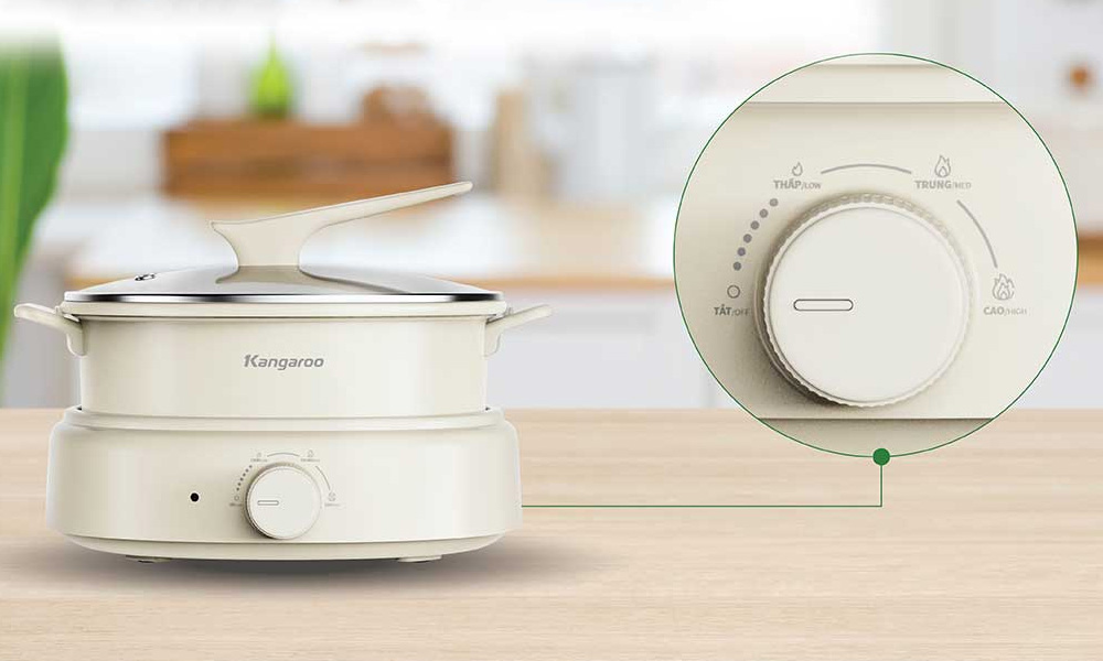 Nồi Lẩu Điện Kangaroo KGEH50N2B có 3 mức nhiệt độ