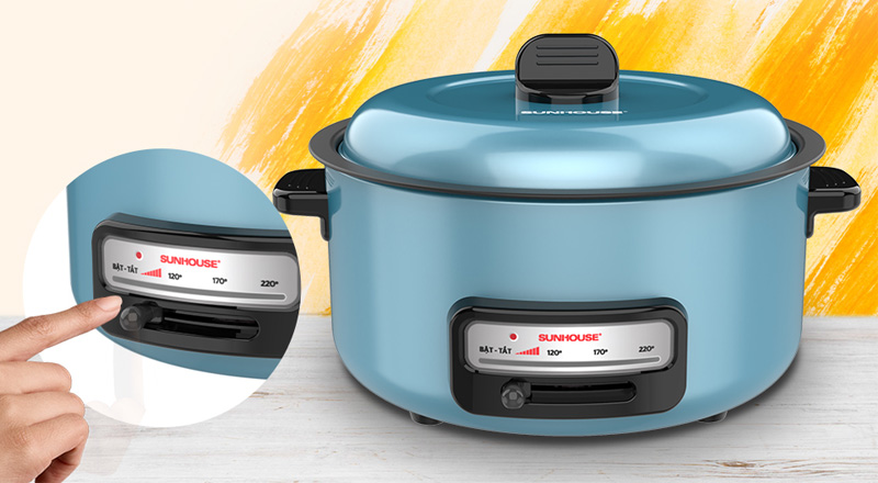 Nồi lẩu điện Sunhouse nổi bật với thiết kế hiện đại