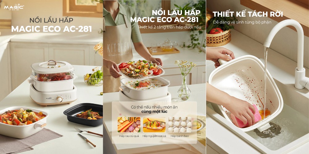 Nồi lẩu hấp Magic Eco AC-281 mang đến sự tiện lợi tối đa cho người dùng