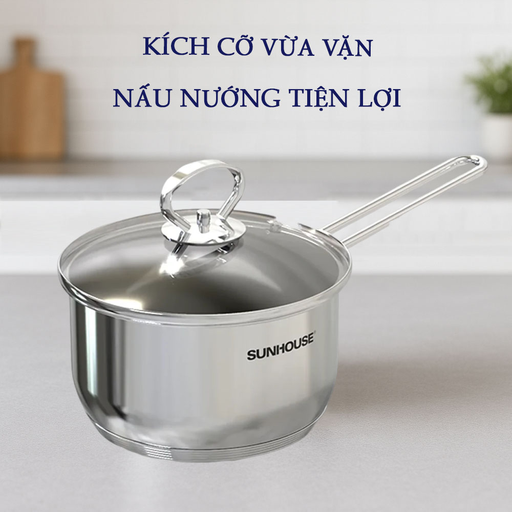 Nồi Quấy Bột Inox 5 Đáy Sunhouse SHG508-16 có đường kính 16cm
