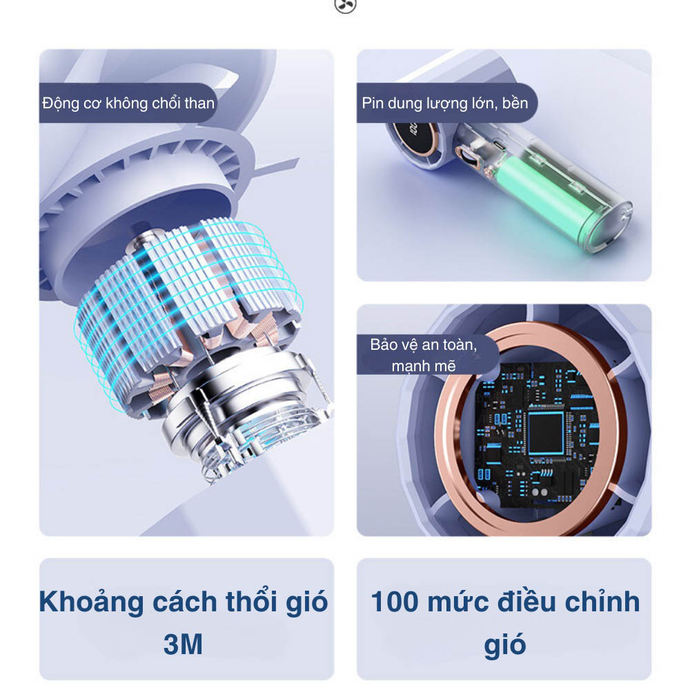 Quạt Cầm Tay Kachi MK400 làm mát nhanh chóng, tiết kiệm điện năng