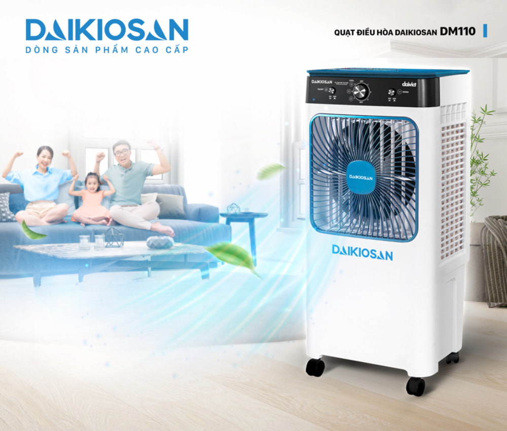 Quạt Điều Hòa Daikiosan DM110 có hệ thống tản gió rộng