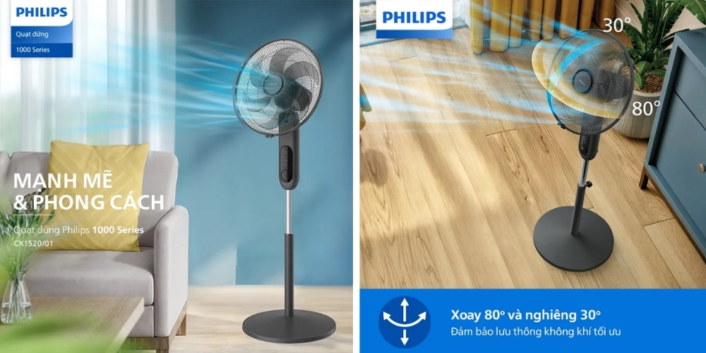 Quạt Đứng Philips CX1520/01 thiết kế thon gọn, hiện đại