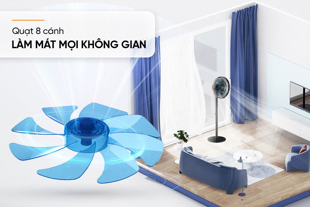 Quạt Đứng Sunhouse SHD7346 8 cánh đường kính 35 cm