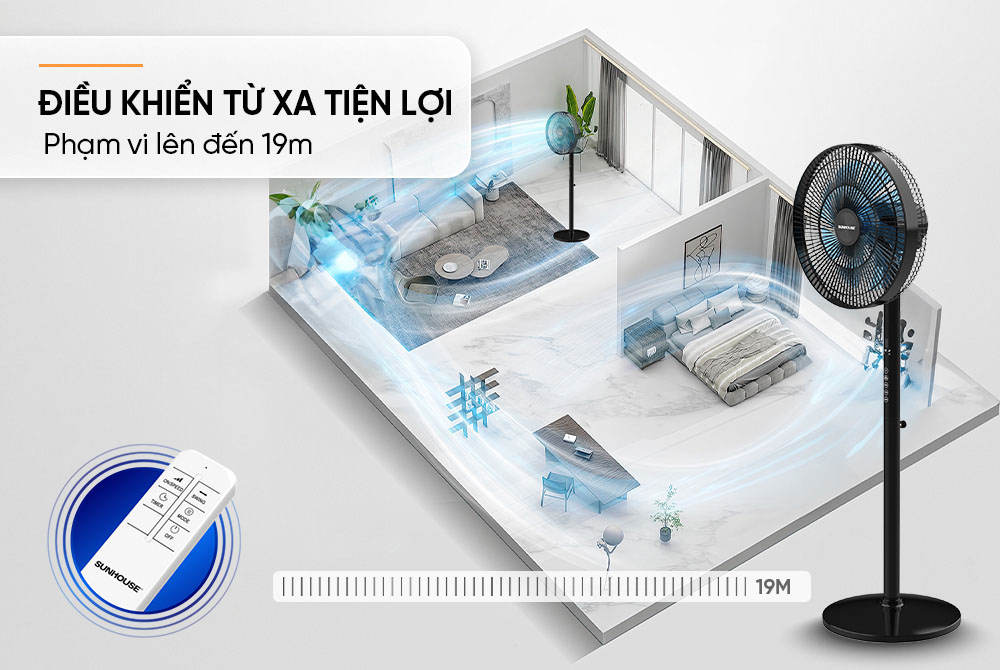 Quạt đứng Sunhouse SHD7346 tích hợp điều khiển từ xa