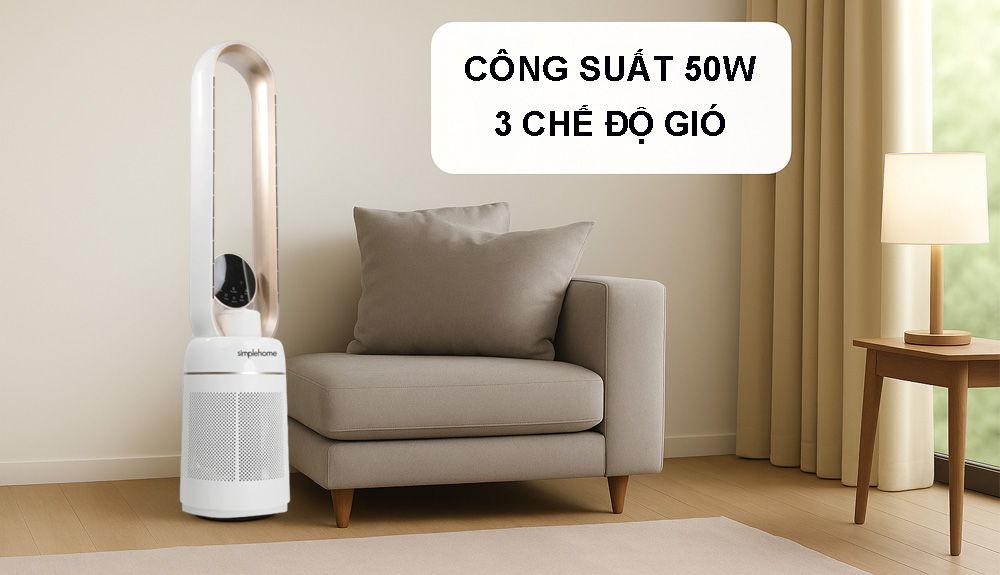 Quạt Không Cánh Simplehome RH-FAW15A01 trang bị 3 chế độ gió 