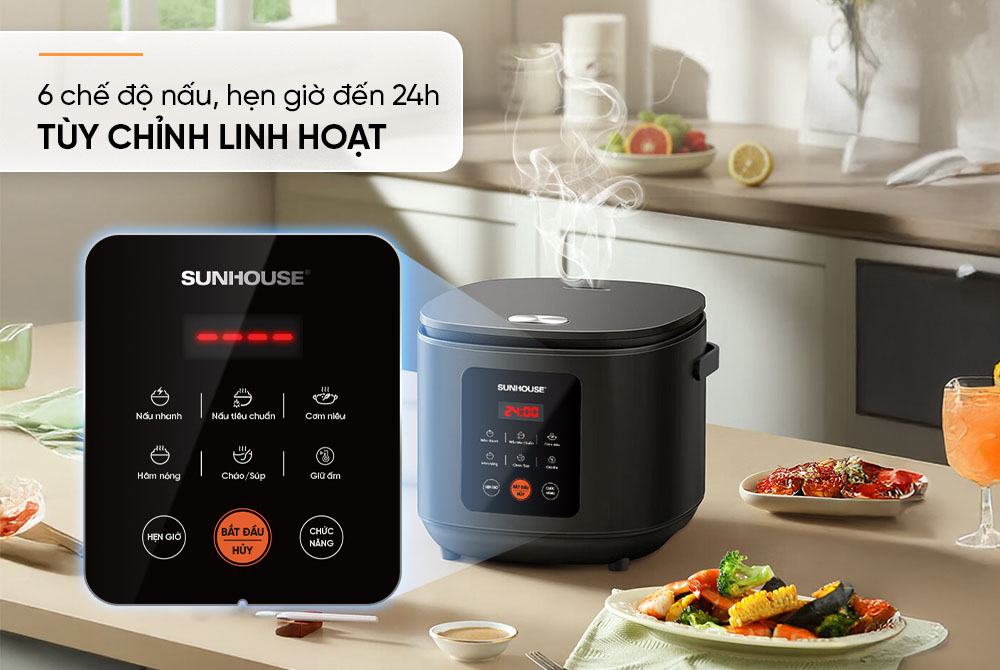 Sunhouse SHD8825 có 6 chế độ nấu