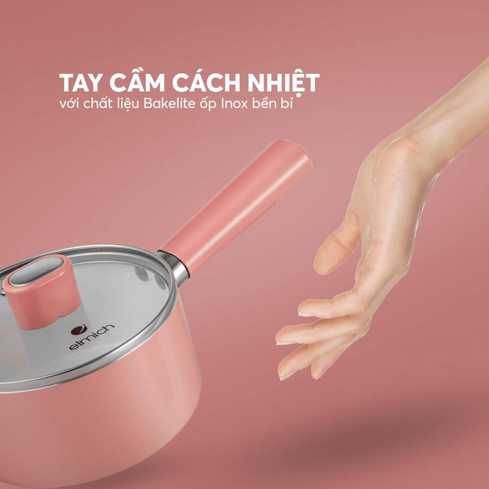 Bộ Nồi Chảo Ceramic Elmich Baby EL1169AP trang bị tay cầm Bakelite