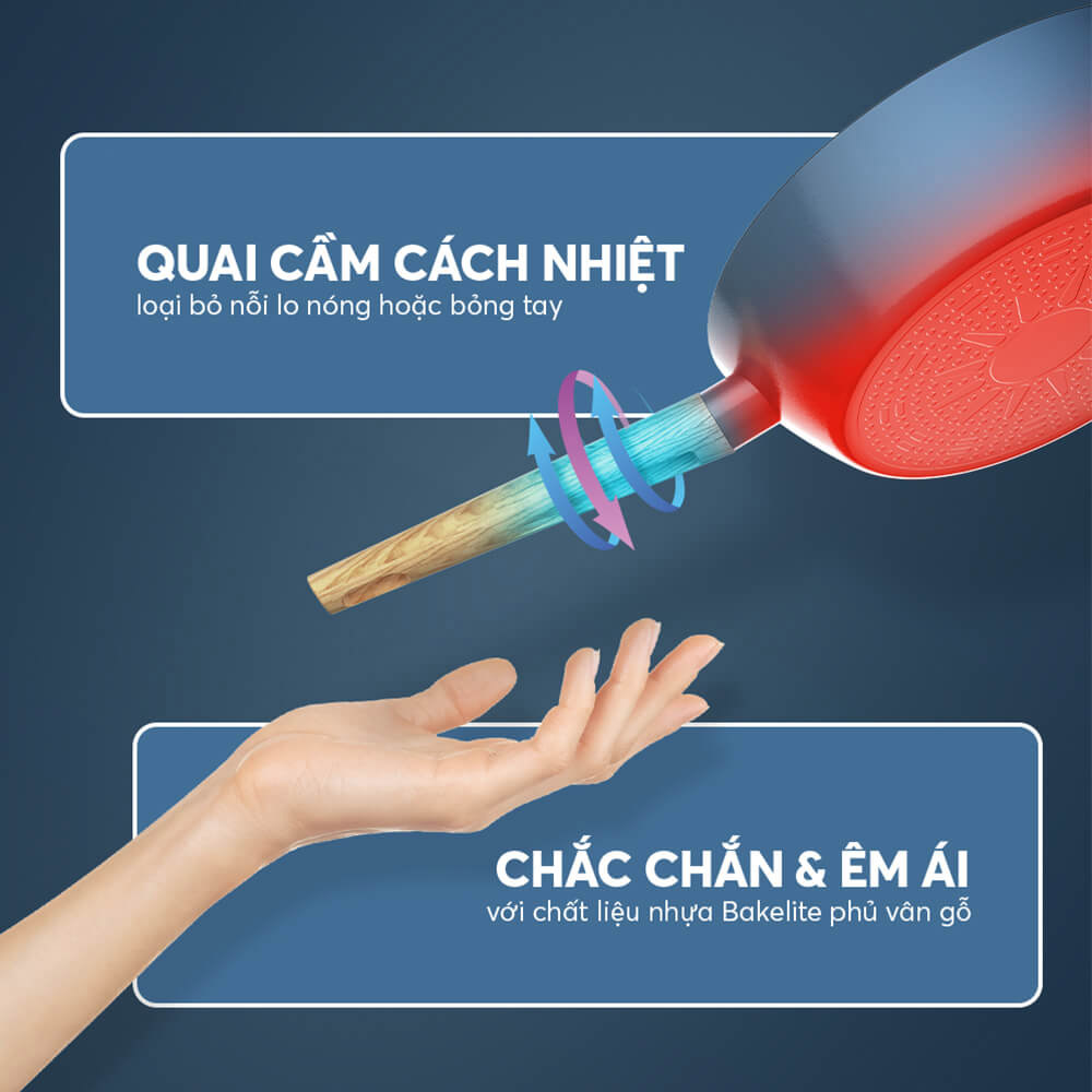 Tay cầm nhựa Bakelite phủ vân gỗ cách nhiệt hiệu quả
