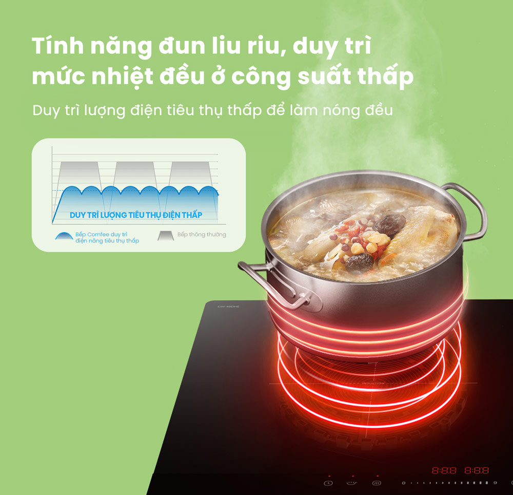 Tính năng đun liu riu bếp từ Comfee CIH-40DHE