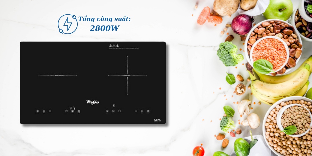 Tổng công suất của bếp Whirlpool ACH752S/BLV là 2800W
