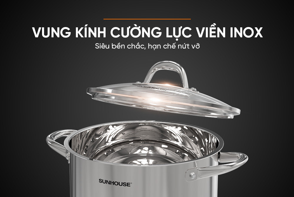 Nồi Inox 3 Đáy Sunhouse SHG301-16 có thiết kế siêu bền