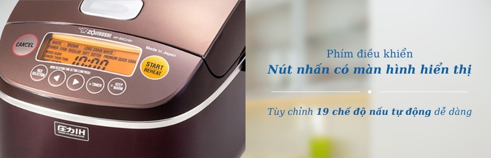 Zojirushi NP-BSQ18V-TA có bảng điều khiển điện tử, màn hình hiển thị sắc nét