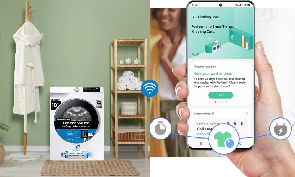 Cho phép điều khiển Samsung WW10DG6U34LESV từ xa qua ứng dụng SmartThings