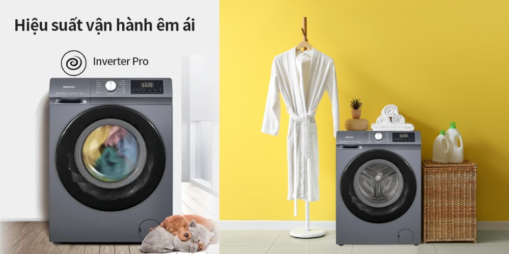 Công nghệ Inverter Pro vận hành êm ái, tiết kiệm điện của Máy Giặt Hisense WF105N1