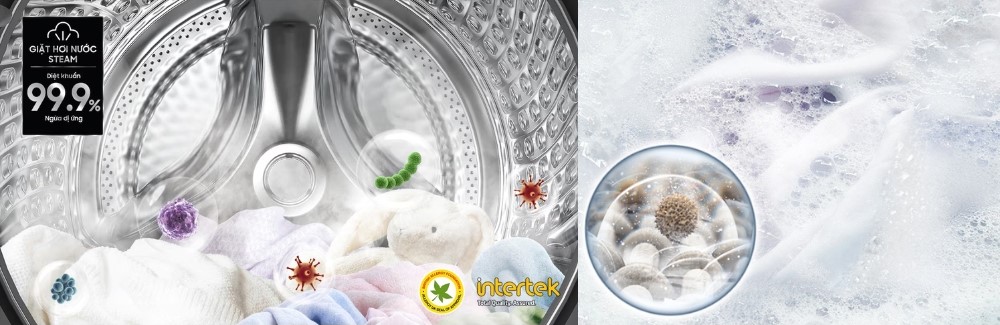 Giặt hơi nước Hygiene Steam và tính năng Bubble Soak trên Samsung WW10DG6U34LBSV
