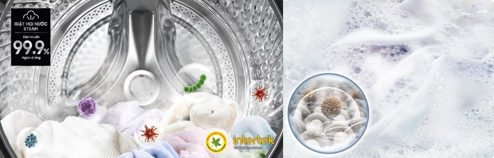 Giặt hơi nước Hygiene Steam, chế độ ngâm Bubble Soak trên Samsung WW10DB7U34GWSV