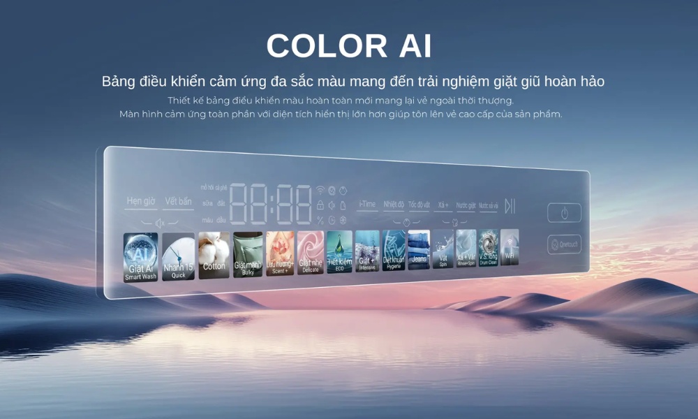 Máy giặt Aqua AW10-B4377U1L(GN) có bảng điều khiển cảm ứng đa sắc màu Color AI